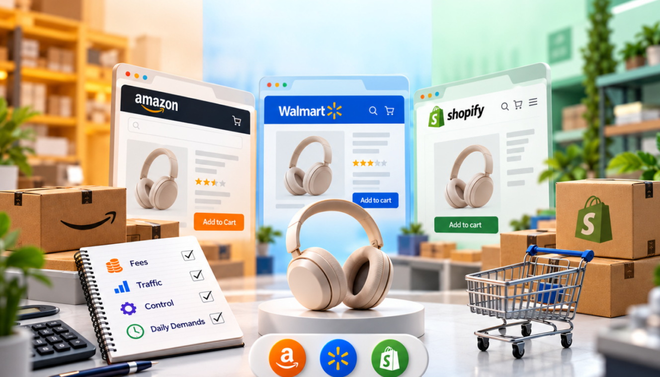 Best Ecommerce Platform in 2026: Amazon vs Walmart vs Shopify Compared